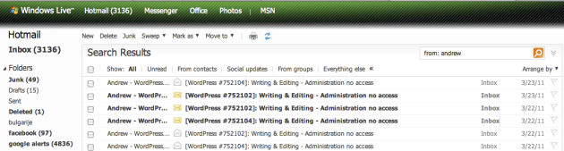 Andrew, WordPress's Hapiness Engineer send me 6 e-mails. 